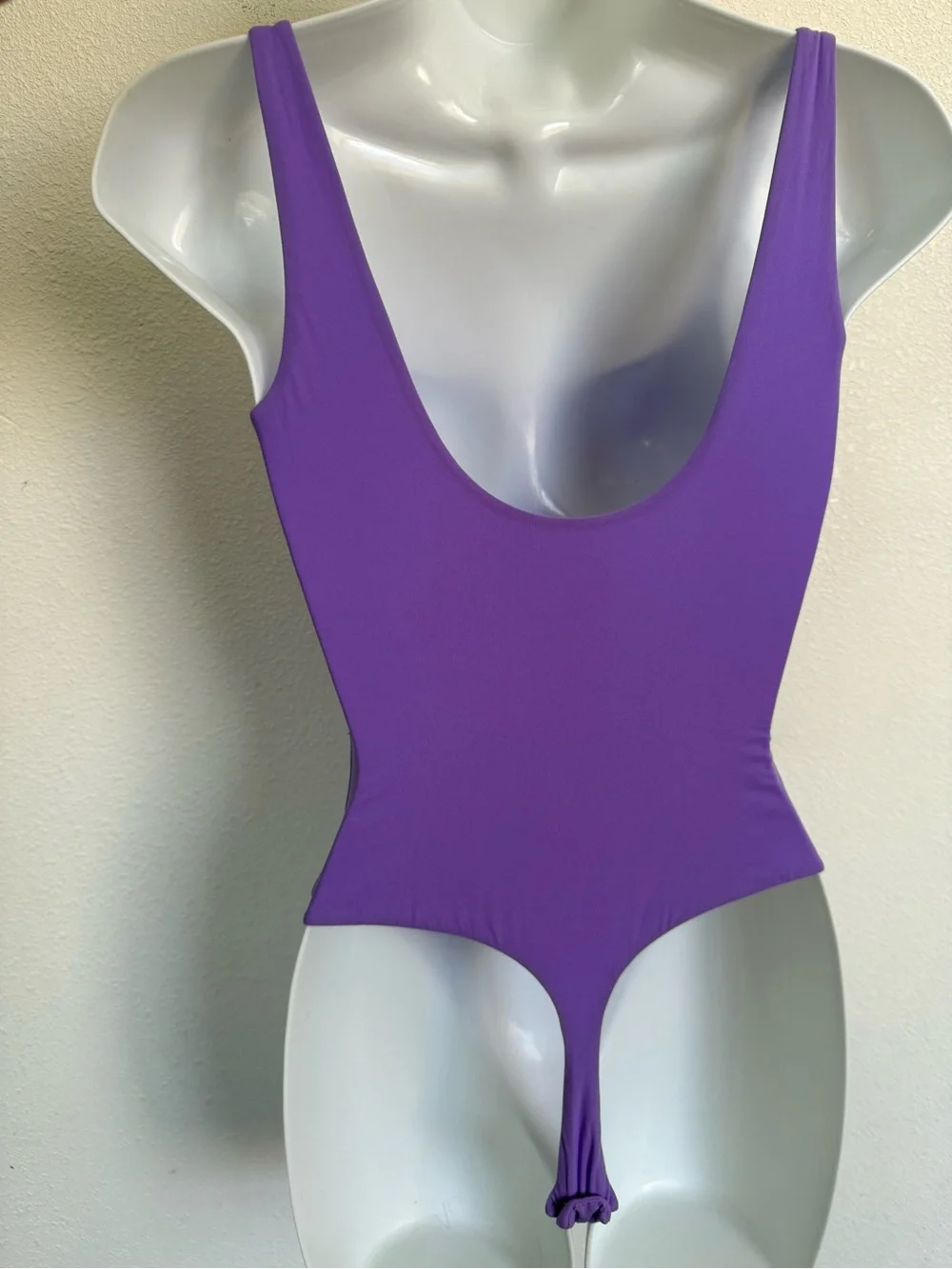 SKIMS Fits Everybody Square Neck Thong Bodysuit Purple XS Soft Stretch